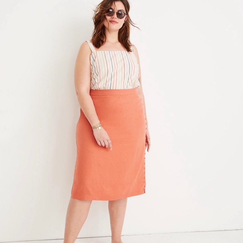 Madewell Button Side Slit Midi Skirt - Picture 2 of 8